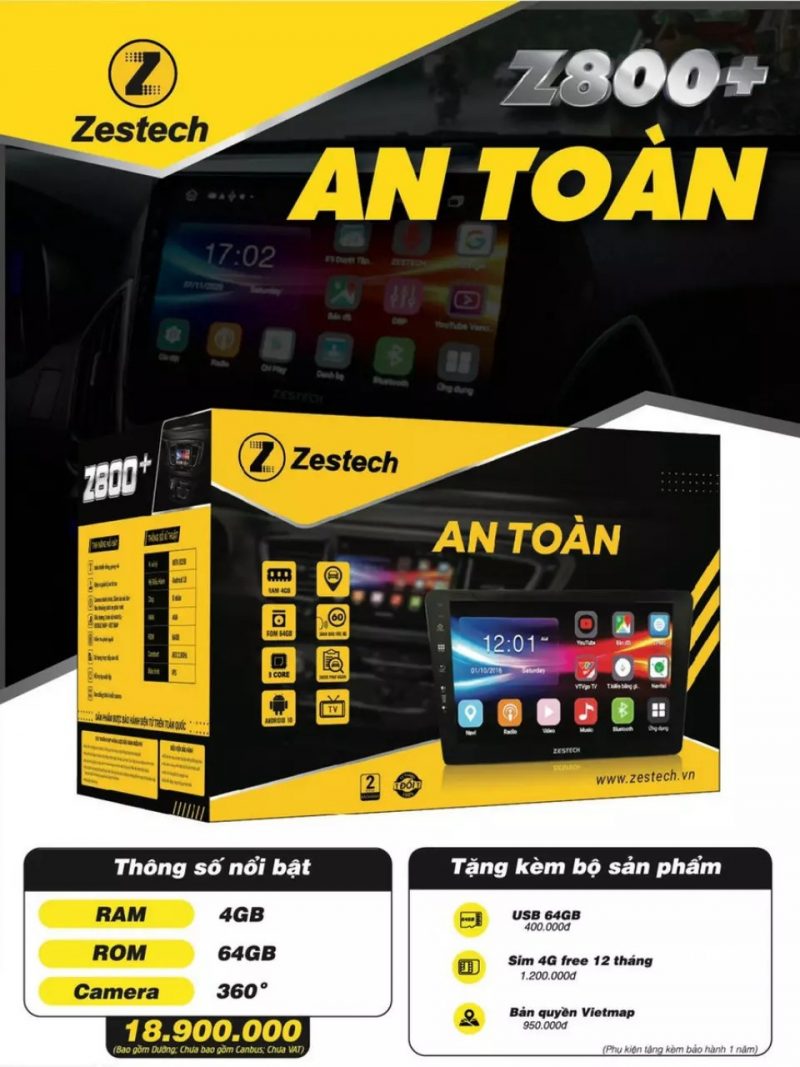 Màn hình Zestech Z800+ 360 – Tích hợp Camera 360