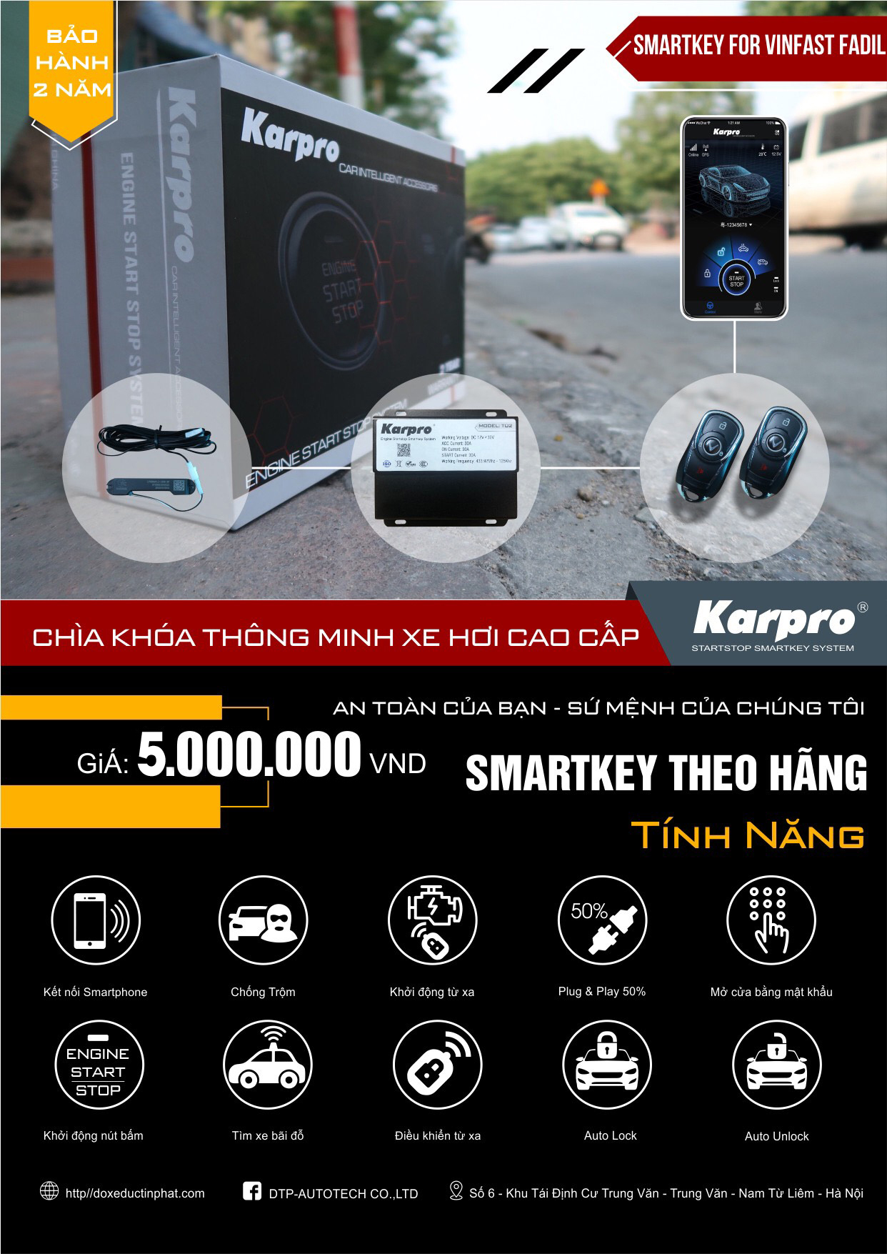Độ Chìa Khóa thông minh Start Stop Smartkey cho Vinfast Fadil