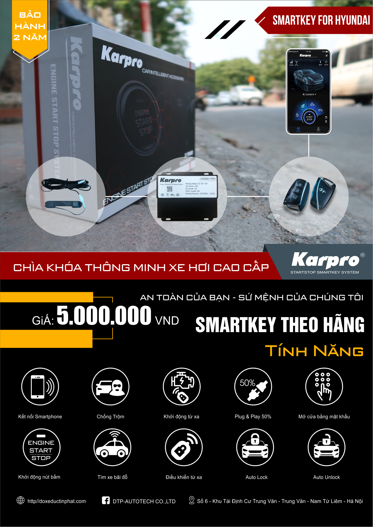 Chìa khóa thông minh Huyndai – Đề nổ từ xa