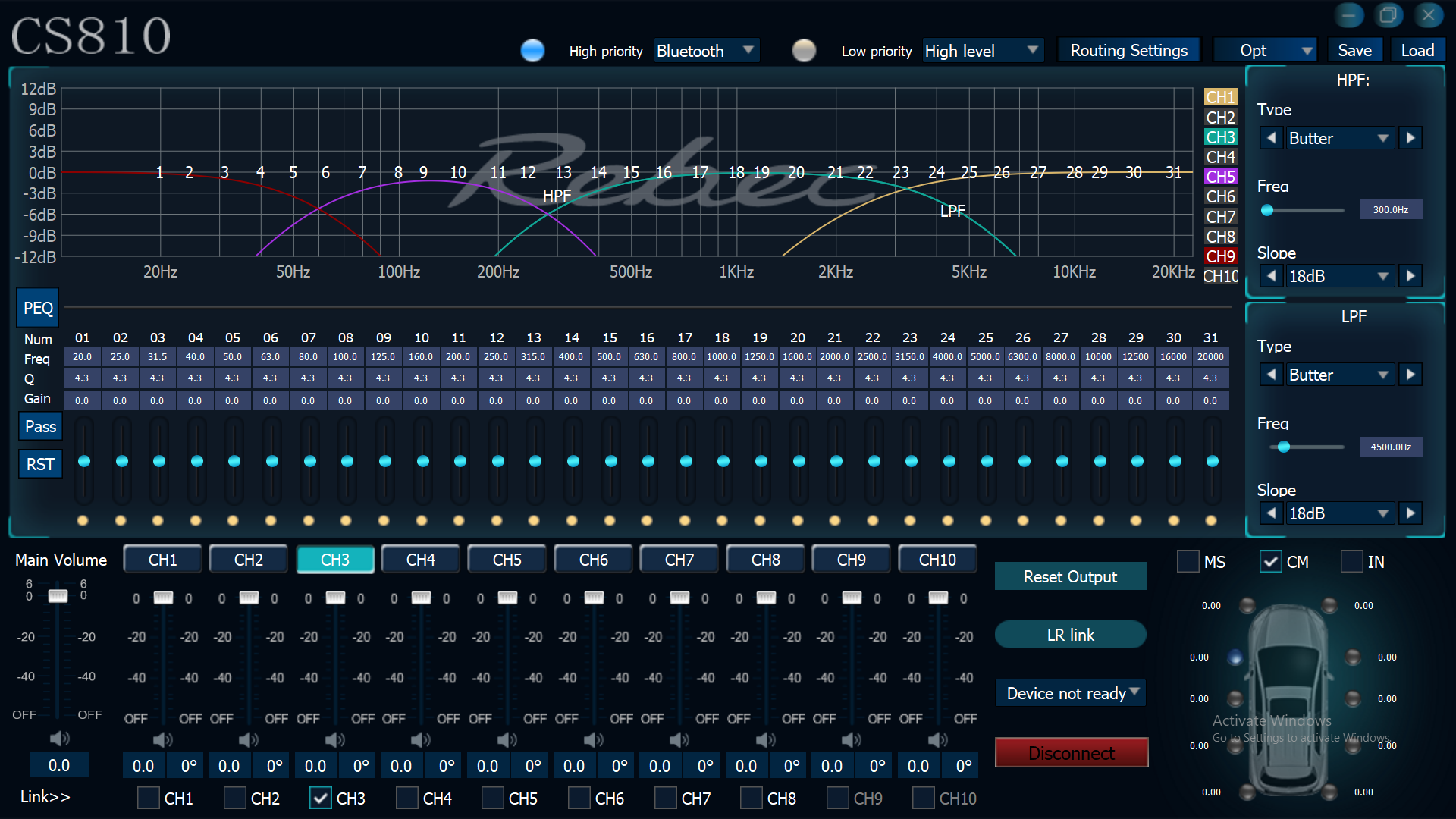 Giao diện phần mềm căn chỉnh Rebec CS810 - Thân thiện, dễ sử dụng
