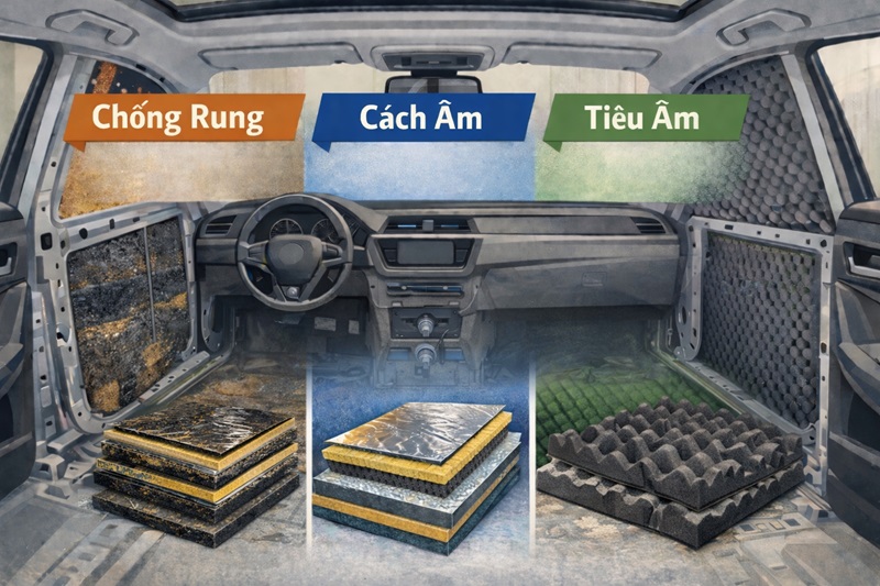 Tìm hiểu vật liệu tiêu âm, cách âm và chống rung trong cách âm xe hơi